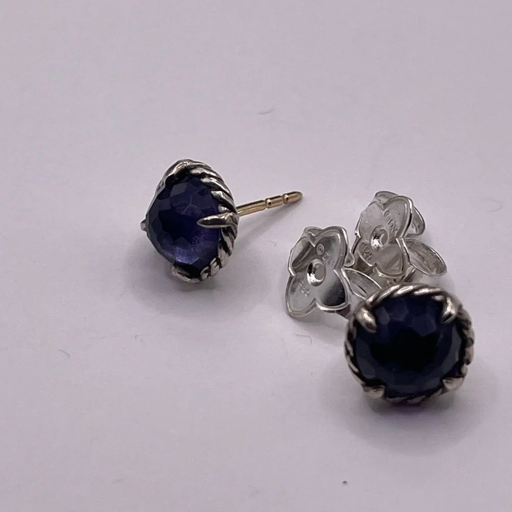 David Yurman Chatelaine Earrings with Black Orchid - Picture 2 of 12
